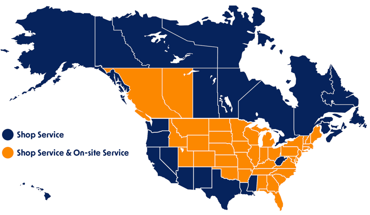 Service map of North America