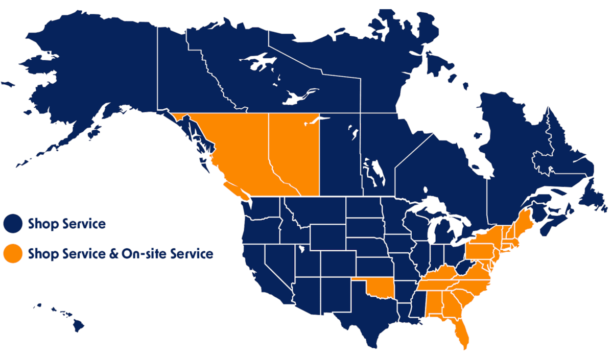 Service map of North America